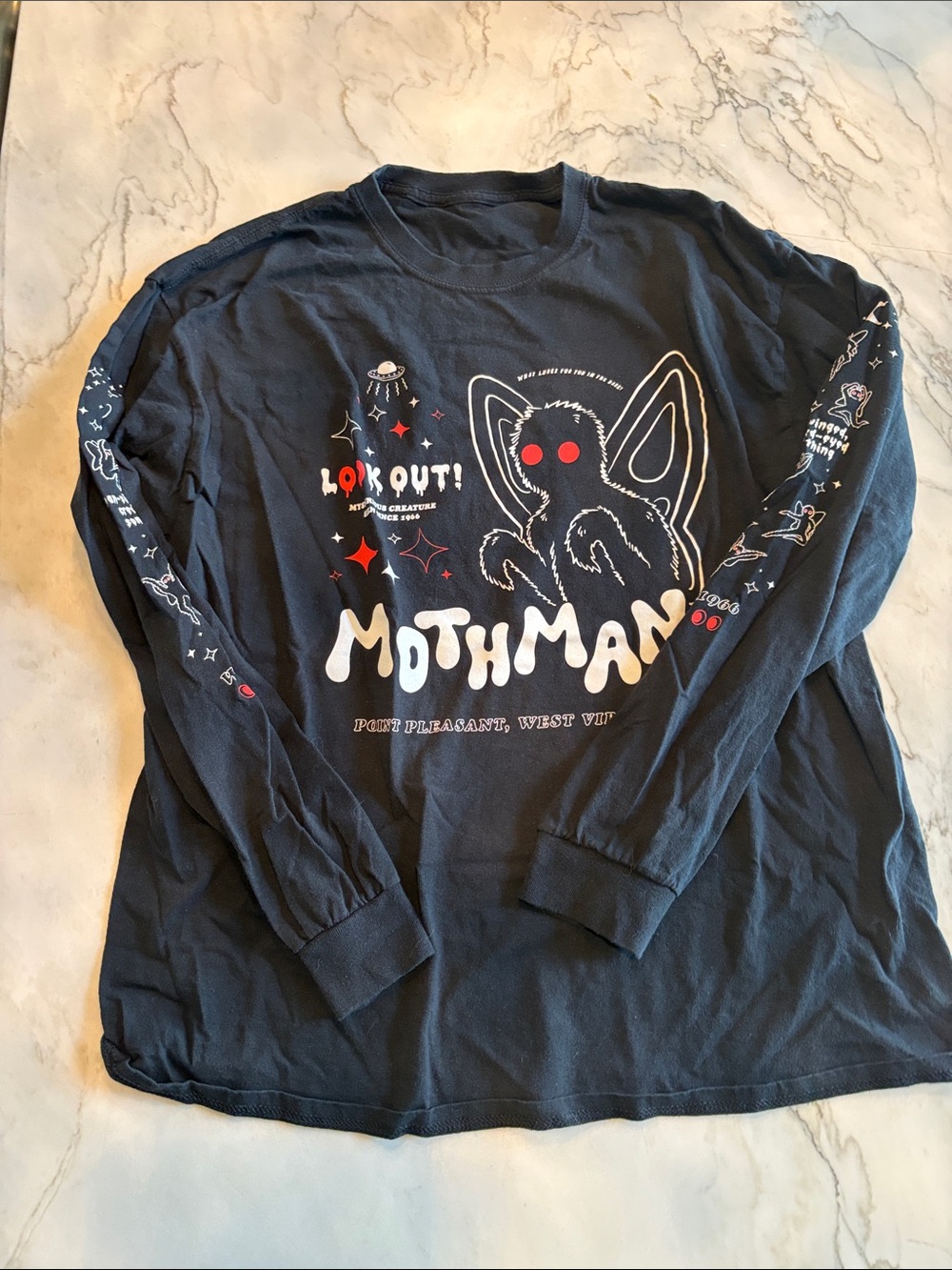 Black Mothman Graphic Long-Sleeve Tee